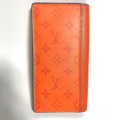 LOUIS VUITTON Long Wallet Purse M30427 Taiga Leather Monogram Canvas Orange Taigalama Portefeuille Brother NM mens Used Authentic