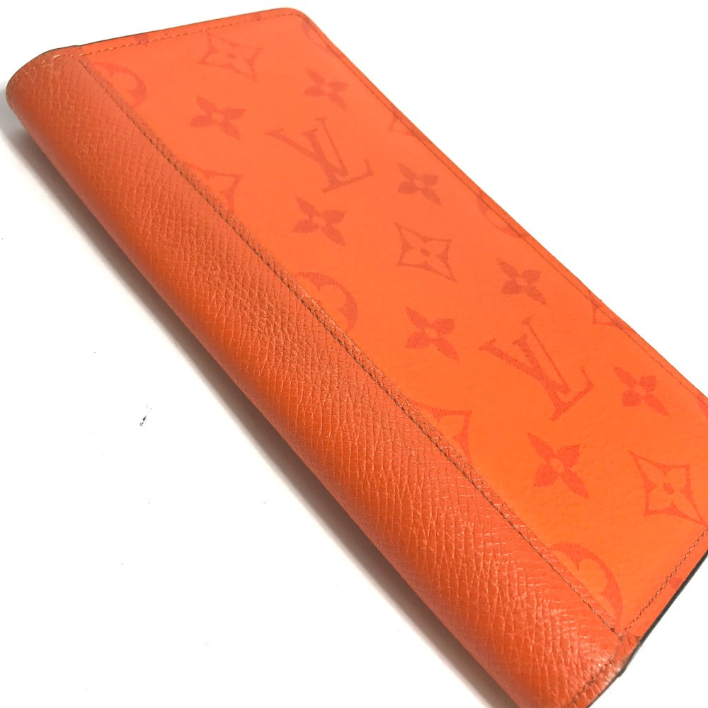 LOUIS VUITTON Long Wallet Purse M30427 Taiga Leather Monogram Canvas Orange Taigalama Portefeuille Brother NM mens Used Authentic