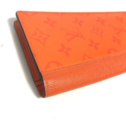 LOUIS VUITTON Long Wallet Purse M30427 Taiga Leather Monogram Canvas Orange Taigalama Portefeuille Brother NM mens Used Authentic