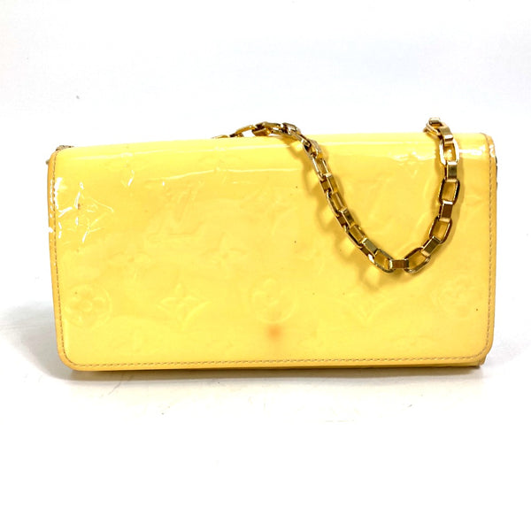LOUIS VUITTON Long Wallet Purse Chain Wallet Handbag Monogram Vernis Portefeuille Sarah Chain Monogram Vernis M90149 yellow Women Used Authentic