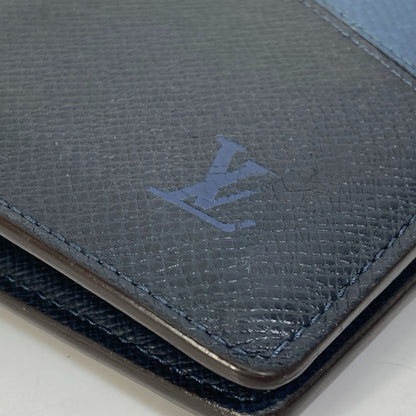 LOUIS VUITTON Long Wallet Purse M30713 Taiga Leather Navy Taiga V Portefeuille Blaza NM mens Used Authentic