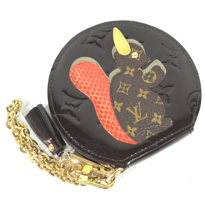 LOUIS VUITTON Coin case M91386 Monogram Vernis purple Monogram Vernis portomone ecruil lis Women Used Authentic