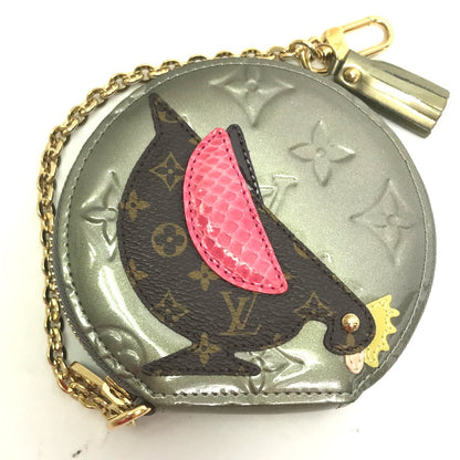 LOUIS VUITTON Coin case M91387 Monogram Vernis Silver Monogram Vernis portomone cock Women Used Authentic