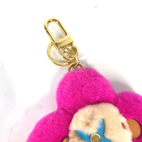 LOUIS VUITTON key ring M00870 fur pink Plush Doll Porte Clﾃｩ Vivienne Vison Christmas Women Used Authentic