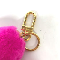 LOUIS VUITTON key ring Bag charm Plush Doll Porte Clé Vivienne Vison Christmas fur M00870 pink Women Used Authentic
