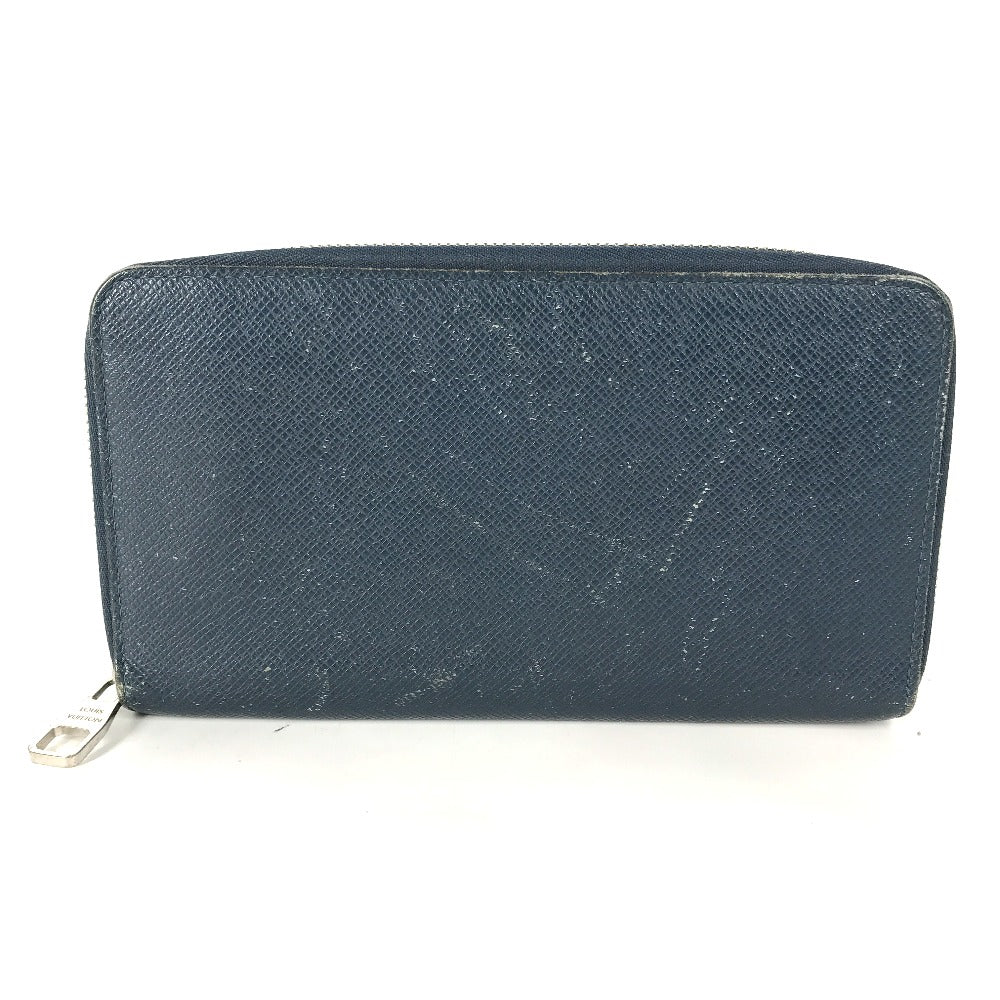 LOUIS VUITTON Long Wallet Purse M30515 Taiga Leather blue Taiga Zippy Organizer mens Used Authentic