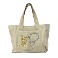 LOUIS VUITTON Tote Bag M95468 canvas beige That's Love LOVE Logo Women Used Authentic