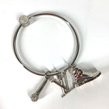 LOUIS VUITTON key ring M68854 metal Silver mike rhinestone sneakers Portocre round ring mens Used Authentic