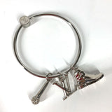 LOUIS VUITTON key ring Bag charm key ring mike rhinestone sneakers Portocre round ring metal M68854 Silver mens Used Authentic