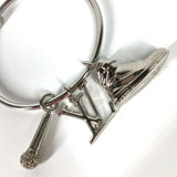 LOUIS VUITTON key ring Bag charm key ring mike rhinestone sneakers Portocre round ring metal M68854 Silver mens Used Authentic