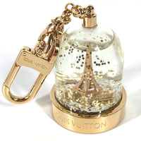 LOUIS VUITTON key ring Bag charm snow globe eiffel tower bag charm metal M69013 gold Women Used Authentic