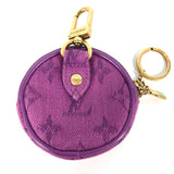 LOUIS VUITTON key ring Bag charm Coin case Wallet Monogram denim Round pouch Monogram denim  M68291  purple Women Used Authentic