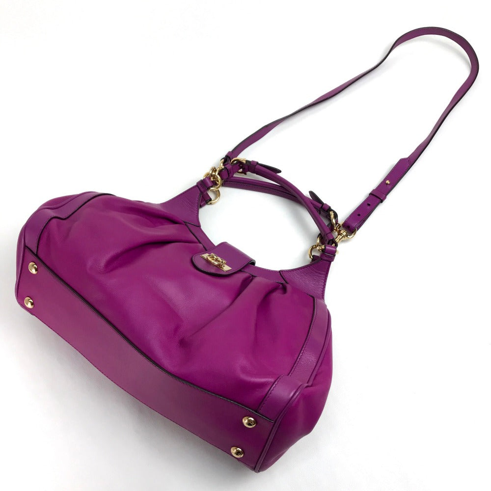 Salvatore Ferragamo Shoulder Bag leather purple Gancini 2wayShoulder Bag Women Used Authentic