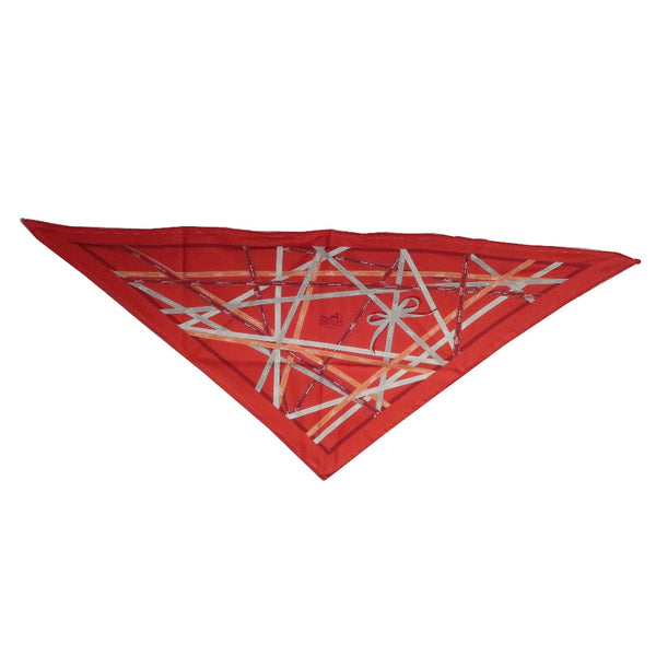 HERMES scarf triangle Pointe Pointe silk Orange Women Used Authentic