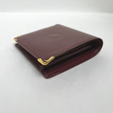 CARTIER Bifold Wallet Compact wallet with coin pocket leather wine-red Women Used Authentic