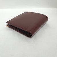 CARTIER Bifold Wallet Compact wallet with coin pocket leather wine-red Women Used Authentic