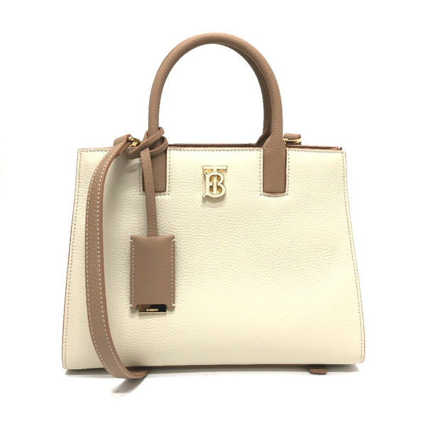 BURBERRY Handbag 2WAY Bag Shoulder Bag BT Bicolor leather 8072522 White x beige Women Used Authentic