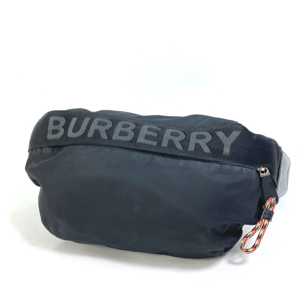 BURBERRY Sling bag 80256681 Nylon black Shoulder Bag Waist Bag Belt Bag Pouch logo mens Used Authentic