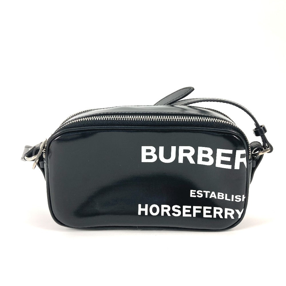 BURBERRY Shoulder Bag leather black By color logo Horseferry mens Used Authentic