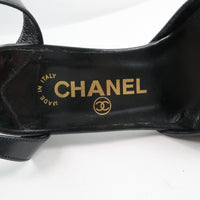 CHANEL Sandals Calfskin, patent leather black Women Used Authentic