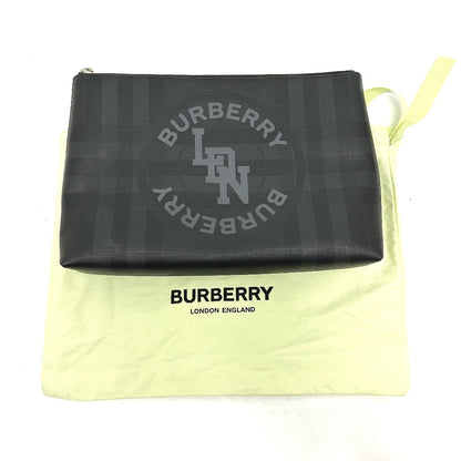 BURBERRY Clutch bag PVC black Check LDN logo mens Used Authentic