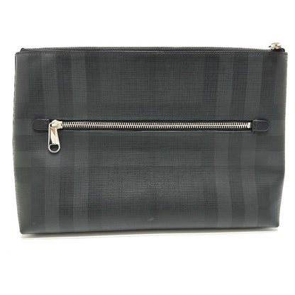 BURBERRY Clutch bag PVC black Check LDN logo mens Used Authentic