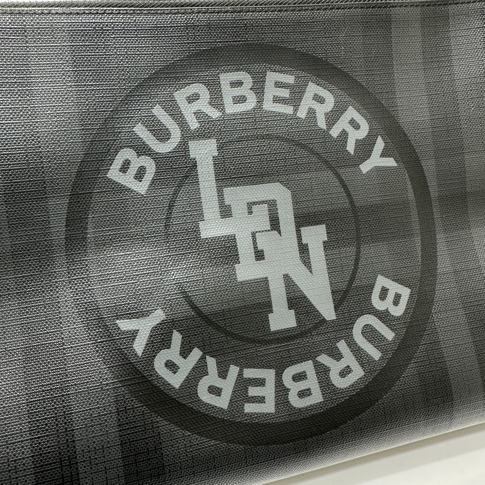 BURBERRY Clutch bag PVC black Check LDN logo mens Used Authentic