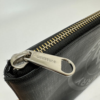 BURBERRY Clutch bag PVC black Check LDN logo mens Used Authentic