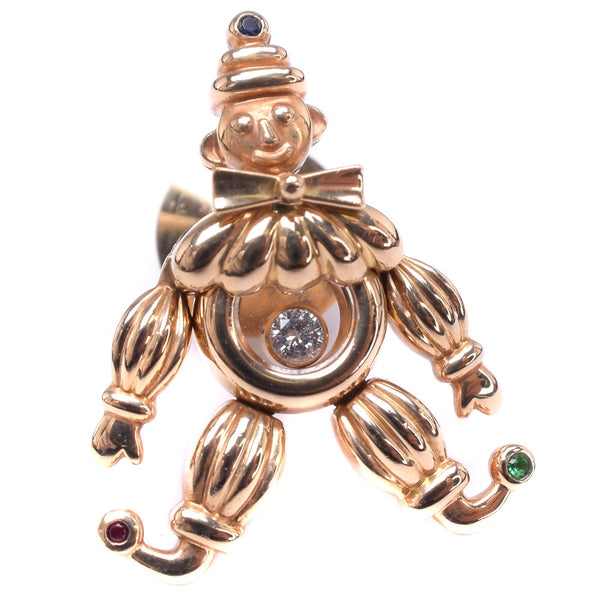 Chopard Brooch Happy Diamond Clown K18 yellow gold gold Women Used Authentic