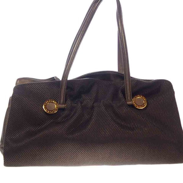 BVLGARI Shoulder Bag canvas Brown canvas Tote Bag Women Used Authentic