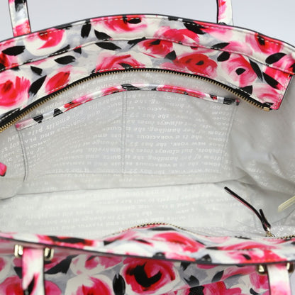 Kate Spade Tote Bag PVC Coated Canvas multicolor Handbag Floral Shoulder Women Used Authentic