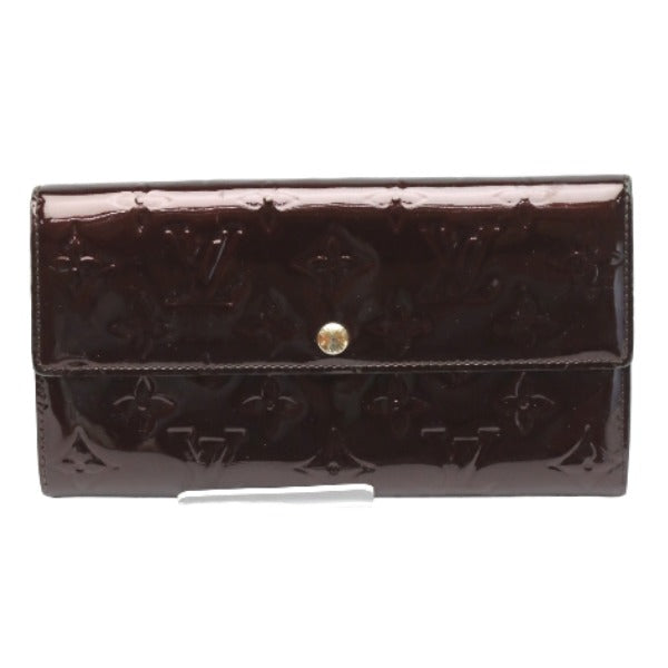 LOUIS VUITTON Long Wallet Purse Long wallet with 2-fold zipper Vernis Portefeuille Sarah Monogram Vernis M93524 Amarrant Women Used Authentic