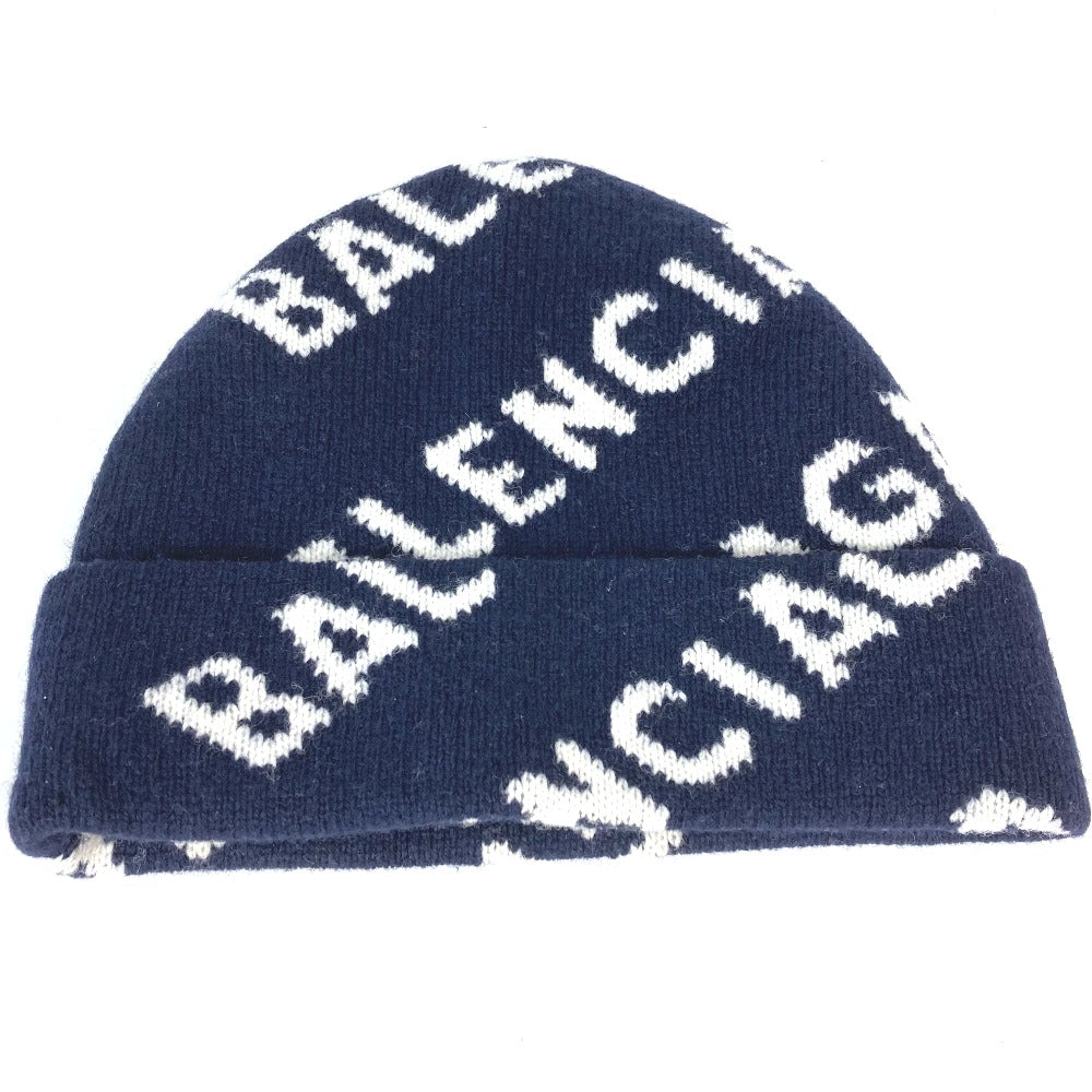 BALENCIAGA Knit hat 633717 wool Navy logo