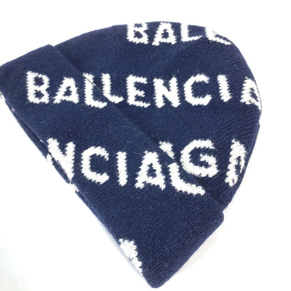 BALENCIAGA Knit hat 633717 wool Navy logo