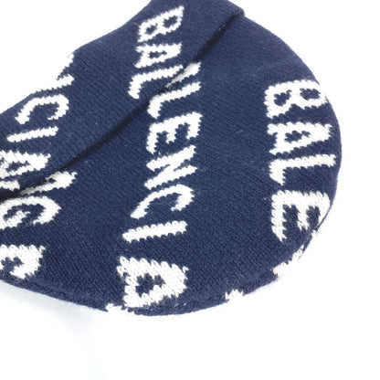 BALENCIAGA Knit hat 633717 wool Navy logo