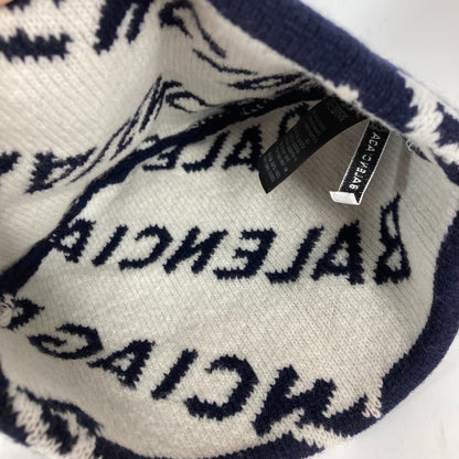 BALENCIAGA Knit hat 633717 wool Navy logo