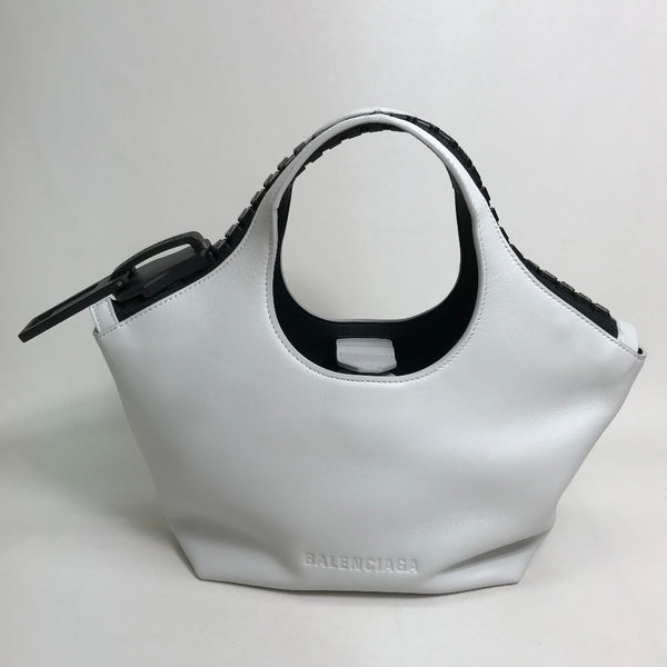BALENCIAGA Handbag 2WAY Shoulder Bag Mega Zip leather 661854 White / black Women Used Authentic