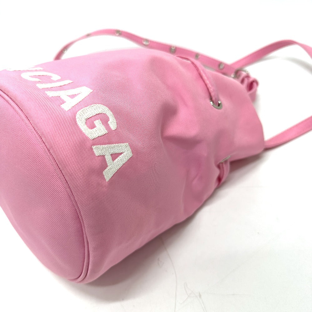 BALENCIAGA Shoulder Bag 619458 Nylon pink Handbag Wheel XS Drawstring Bucket Women Used Authentic