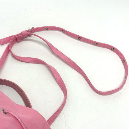 BALENCIAGA Shoulder Bag 619458 Nylon pink Handbag Wheel XS Drawstring Bucket Women Used Authentic