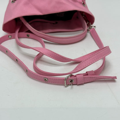 BALENCIAGA Shoulder Bag 619458 Nylon pink Handbag Wheel XS Drawstring Bucket Women Used Authentic