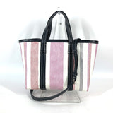 BALENCIAGA Handbag 2WAY Shoulder Bag Crossbody Tote Bag stripe BARBES SMALL Leather, Raffia 671404 pink Women Used Authentic