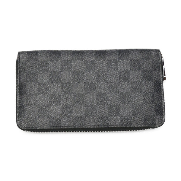 LOUIS VUITTON Long Wallet Purse N63077 Damier Grafitto Canvas black Zip Around Damier Graphite Zippy Organizer mens Used Authentic