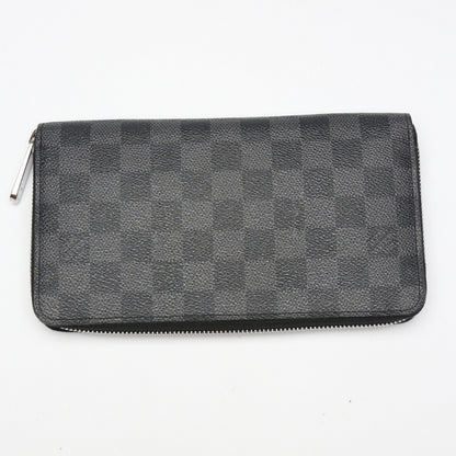 LOUIS VUITTON Long Wallet Purse N63077 Damier Grafitto Canvas black Zip Around Damier Graphite Zippy Organizer mens Used Authentic