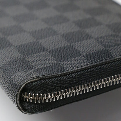 LOUIS VUITTON Long Wallet Purse N63077 Damier Grafitto Canvas black Zip Around Damier Graphite Zippy Organizer mens Used Authentic