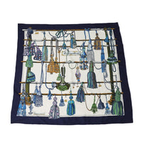 HERMES scarf Pasementerie Carre90 silk Blue Women Used Authentic