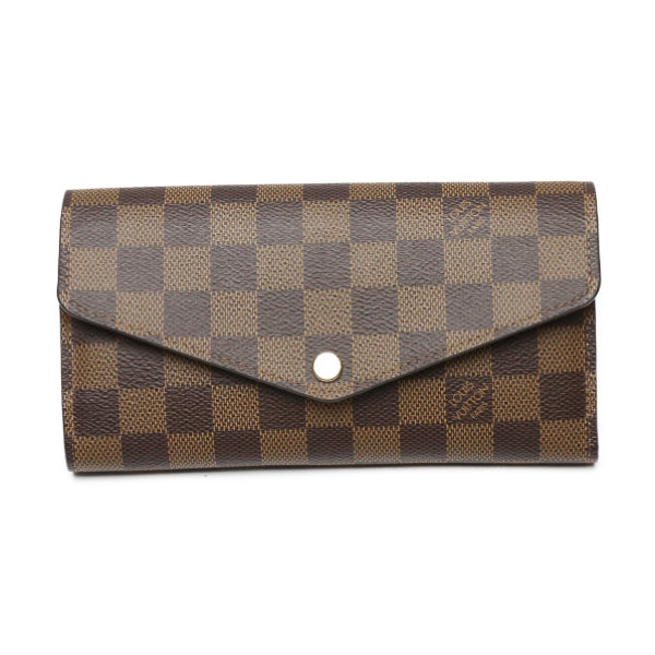 LOUIS VUITTON Long Wallet Purse N60114 Damier canvas Brown x pink Portefeuille Sara Damier Rose Valerie Women Used Authentic