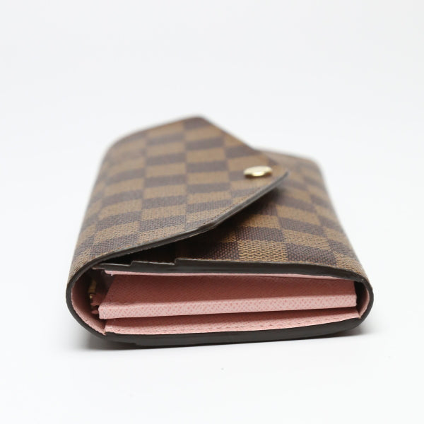 LOUIS VUITTON Long Wallet Purse N60114 Damier canvas Brown x pink Portefeuille Sara Damier Rose Valerie Women Used Authentic