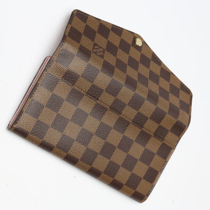 LOUIS VUITTON Long Wallet Purse N60114 Damier canvas Brown x pink Portefeuille Sara Damier Rose Valerie Women Used Authentic