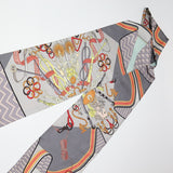 HERMES scarf cravat type silk Calle 90 equestrian harness silk gray Women Used Authentic