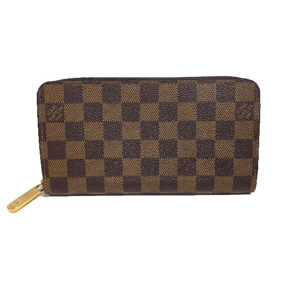 LOUIS VUITTON Long Wallet Purse N41661 Damier canvas Brown Zip Around Damier Zippy wallet unisex(Unisex) Used Authentic